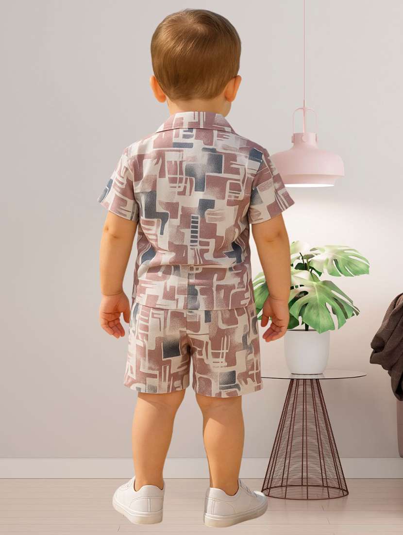 boys printed shirt and shorts co-ord set - 22239063 -  Standard Image - 2