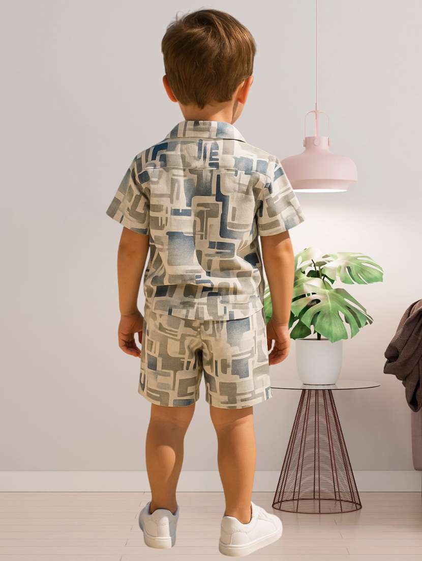 boys printed shirt and shorts co-ord set - 22239064 -  Standard Image - 2