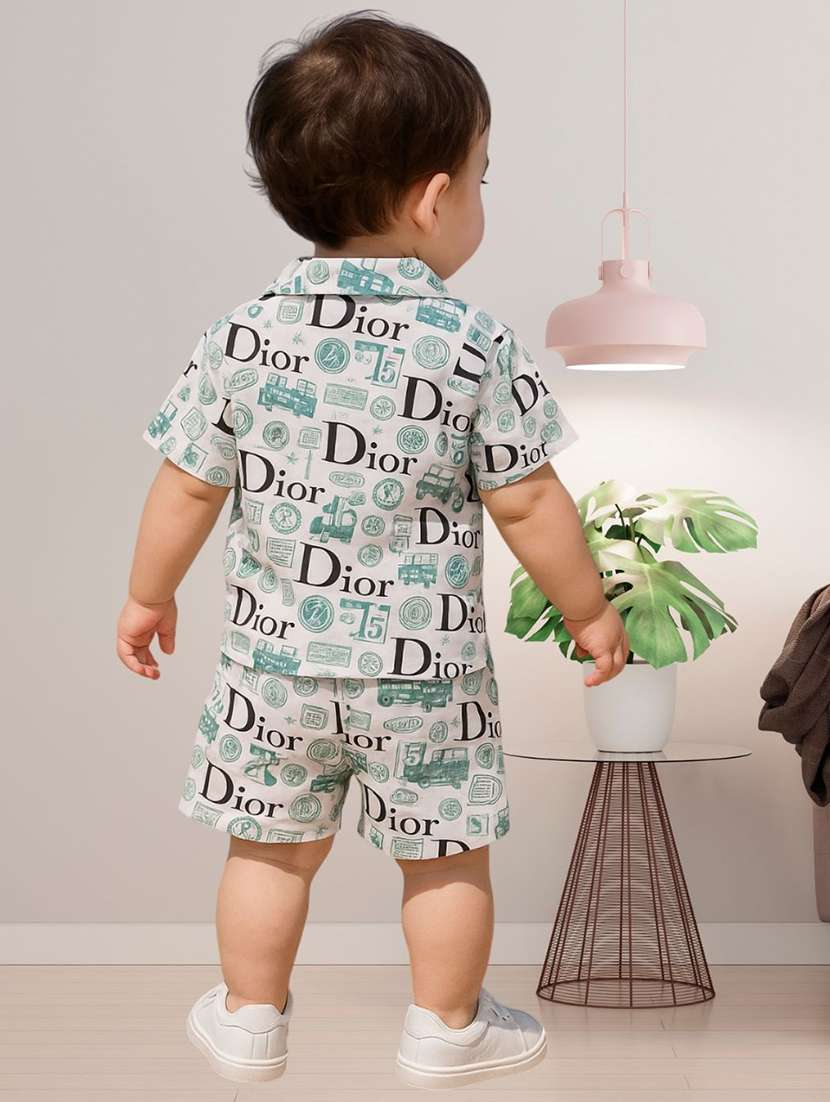 boys printed shirt and shorts co-ord set - 22239072 -  Standard Image - 2