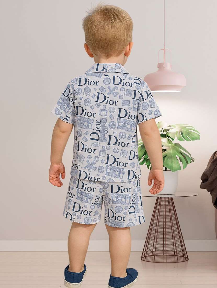 boys printed shirt and shorts co-ord set - 22239074 -  Standard Image - 2