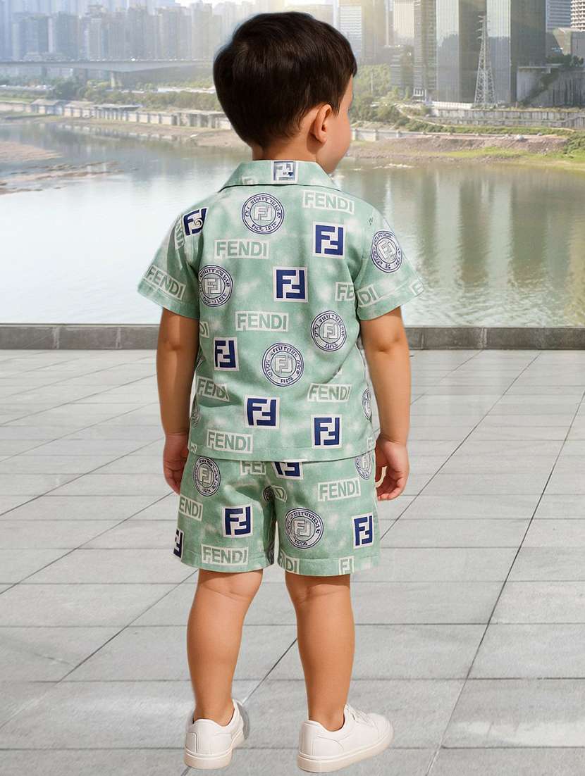 boys printed shirt and shorts co-ord set - 22239075 -  Standard Image - 2