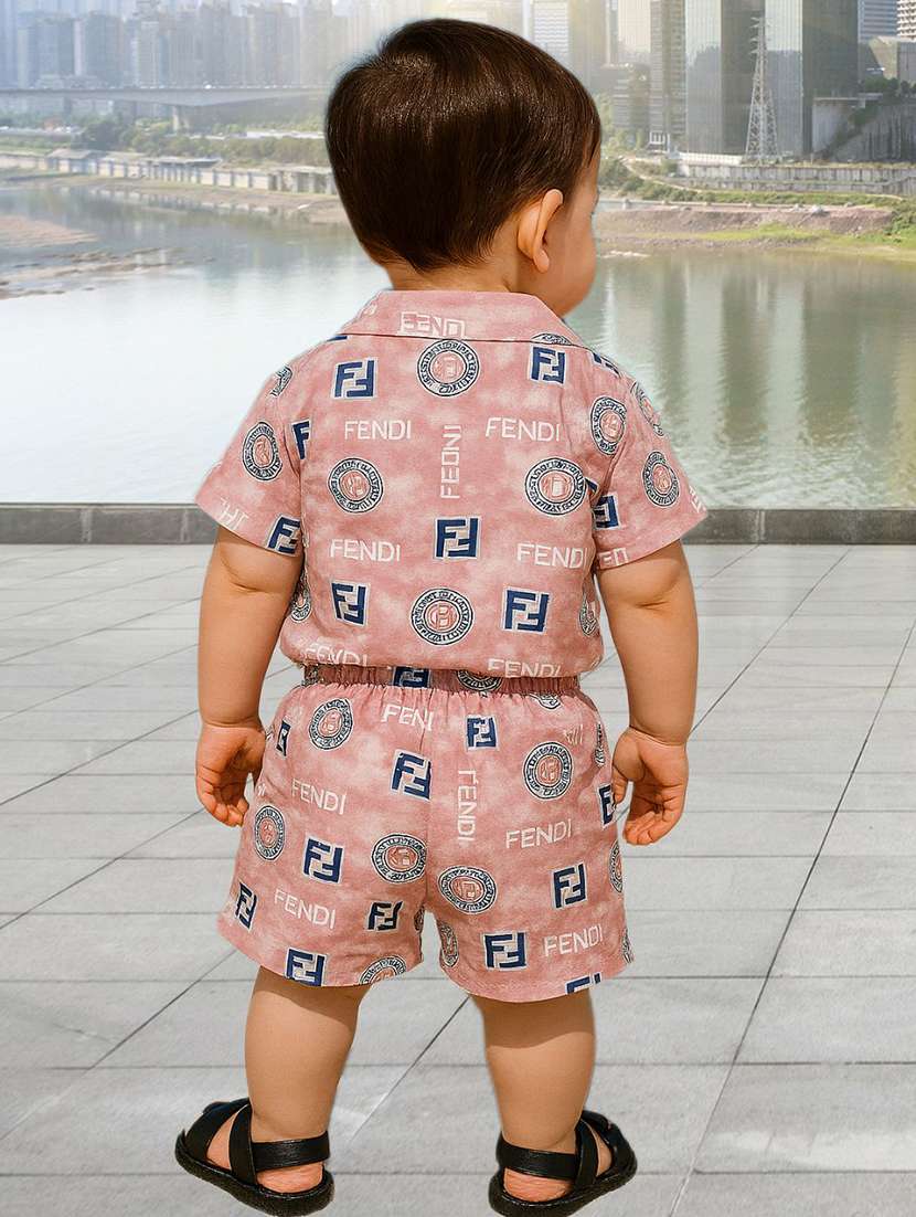 boys printed shirt and shorts co-ord set - 22239076 -  Standard Image - 2