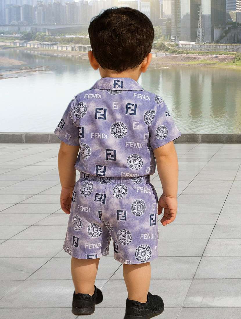 boys printed shirt and shorts co-ord set - 22239077 -  Standard Image - 2