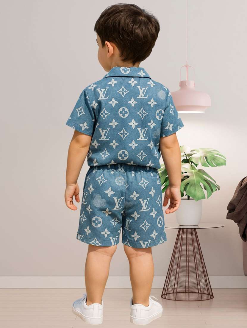 boys printed shirt and shorts co-ord set - 22239078 -  Standard Image - 2