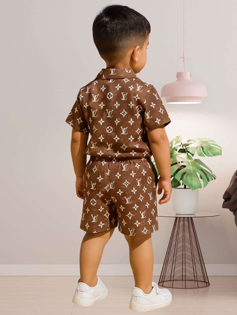 boys printed shirt and shorts co-ord set - 22239079 -  Standard Image - 2