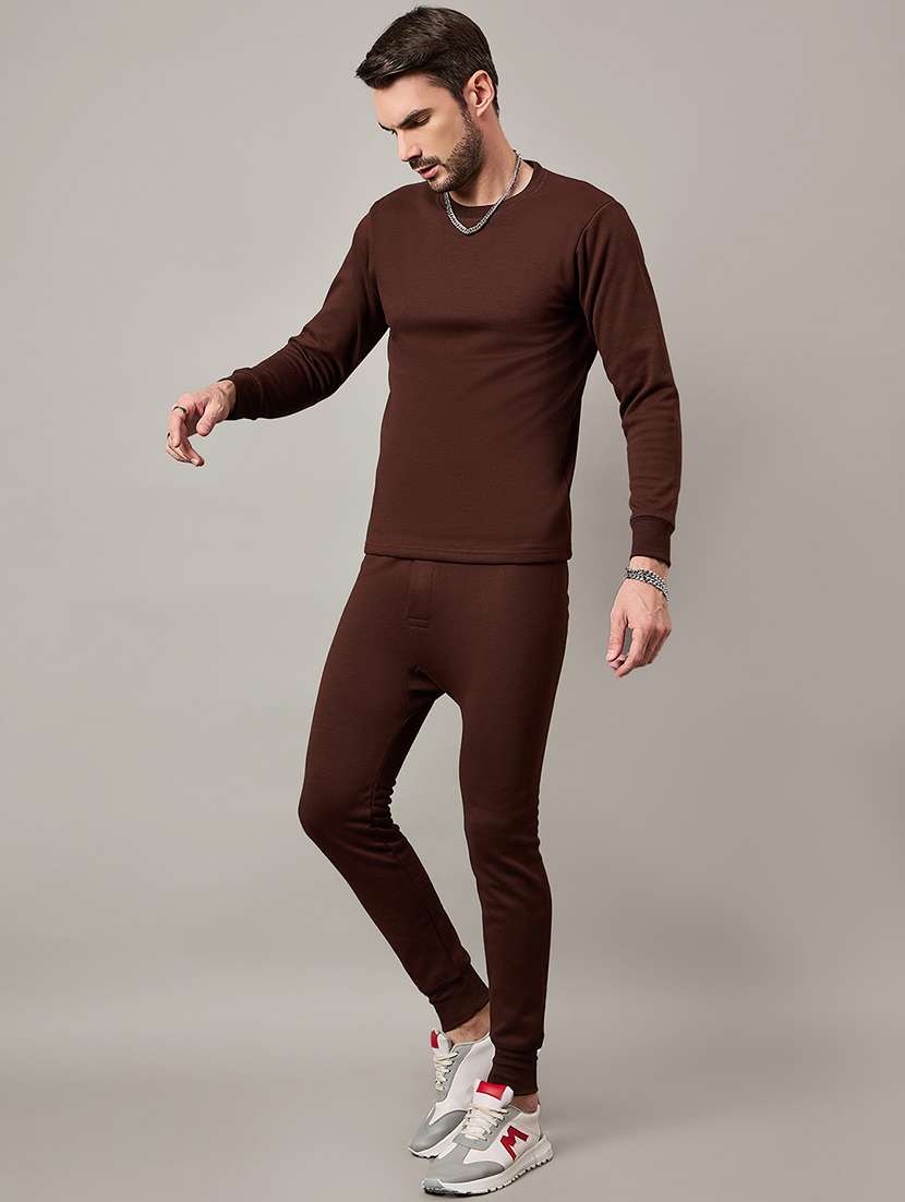 men solid full sleeve full length thermal set - 22239125 -  Standard Image - 2
