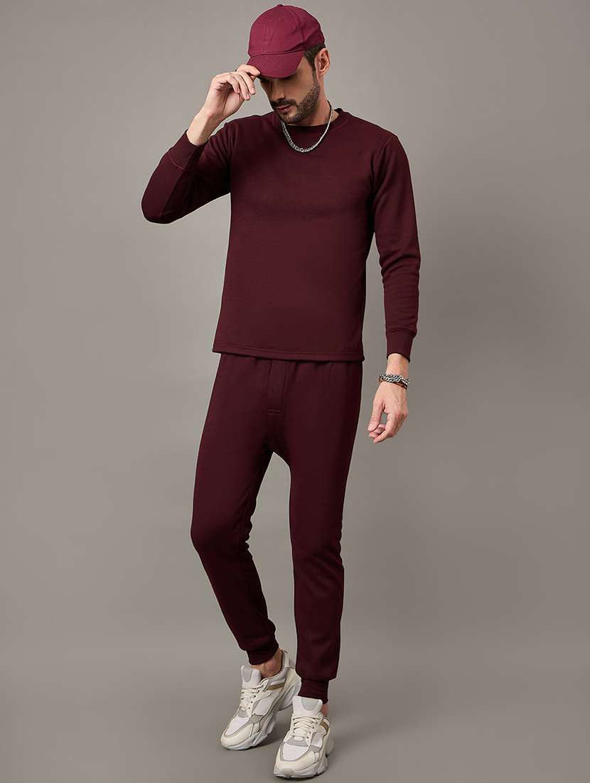 men solid round neck full length thermal set - 22239139 -  Standard Image - 2