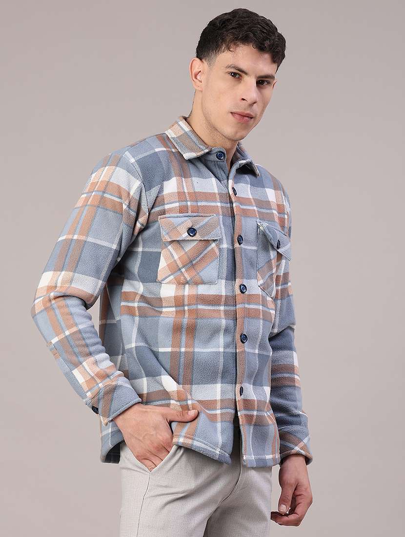 men checkered long sleeve regular fit shacket - 22239144 -  Standard Image - 2