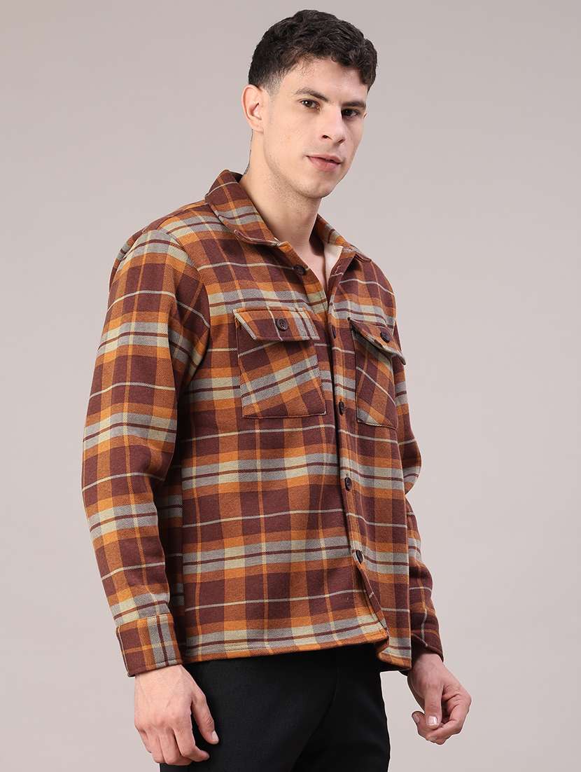 men checkered long sleeve regular fit shacket - 22239145 -  Standard Image - 2
