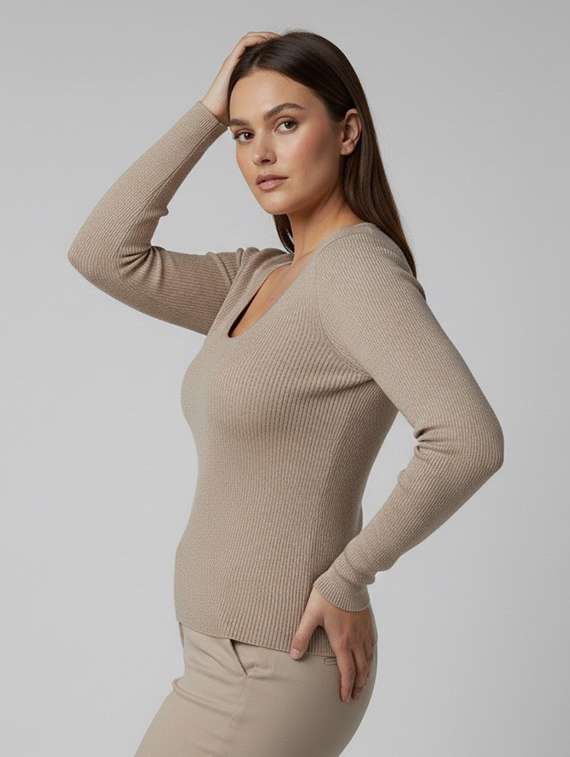women solid long sleeve pullover - 22239198 -  Standard Image - 2