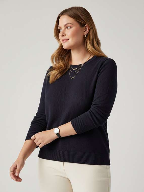 women solid long sleeve pullover - 22239218 -  Standard Image - 2