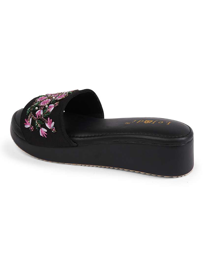 women embroidered slip on platform wedges - 22239309 -  Standard Image - 2