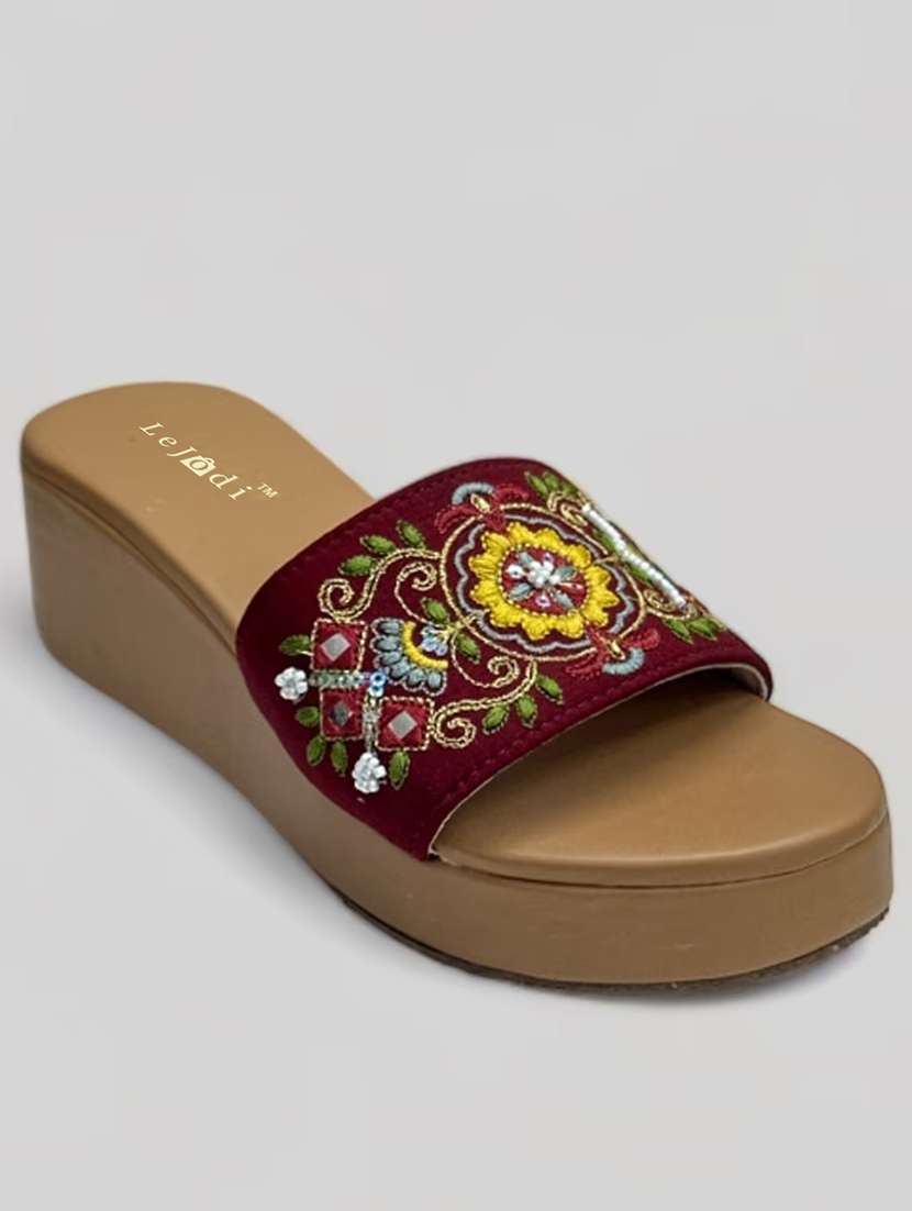 women embroidered slip on platform wedges - 22239315 -  Standard Image - 2