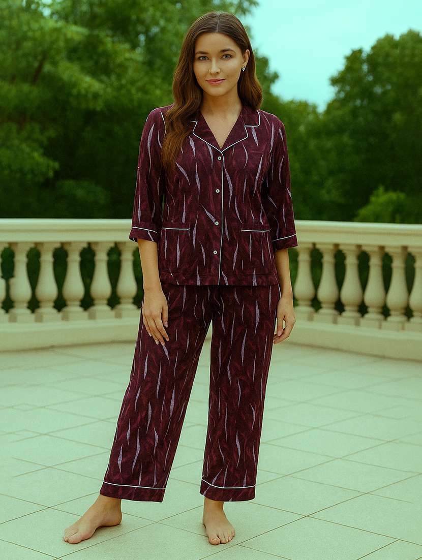 women printed nightwear pyjama set - 22239345 -  Standard Image - 2