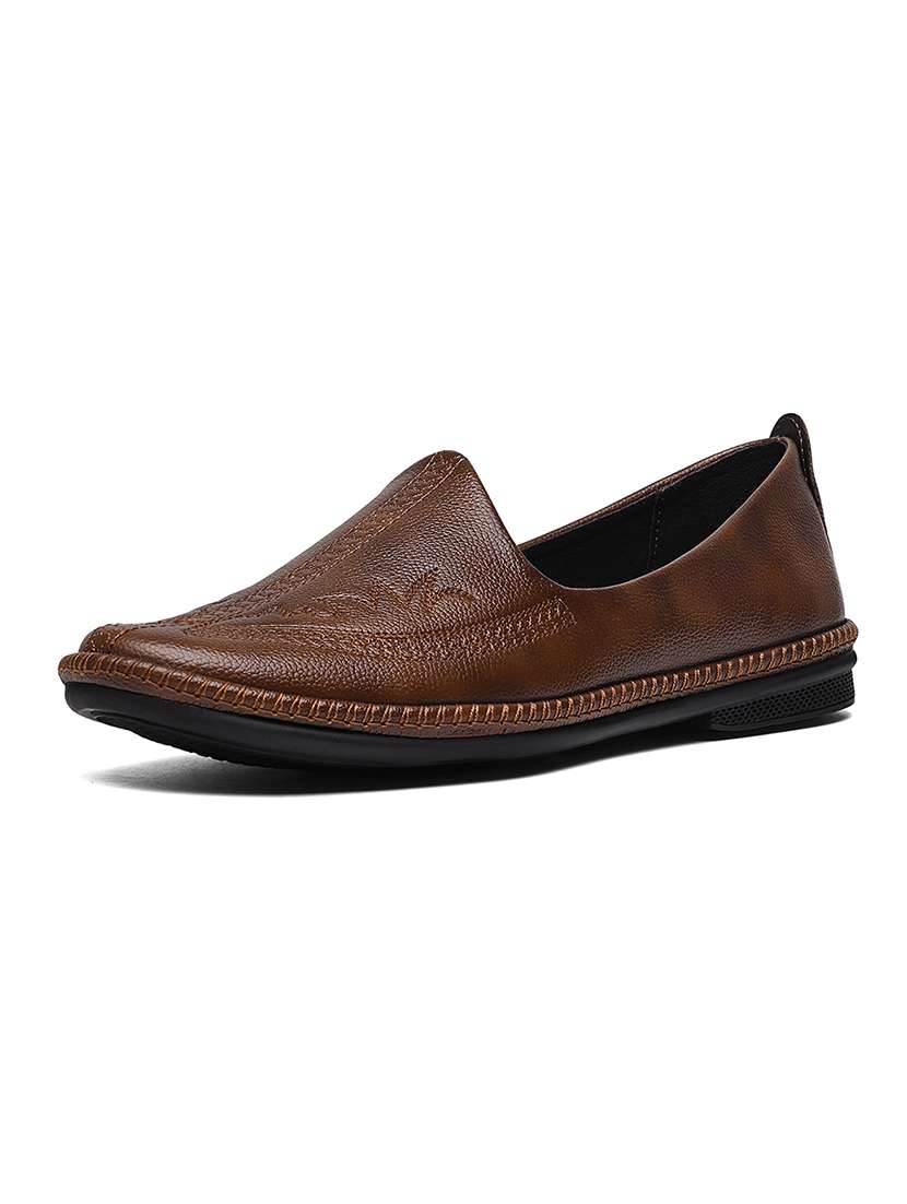 men tan slip on mojari - 22239351 -  Standard Image - 2