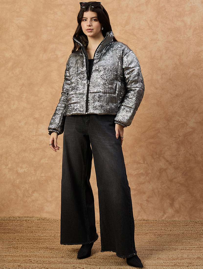 women solid long sleeve puffer jacket - 22239631 -  Standard Image - 2