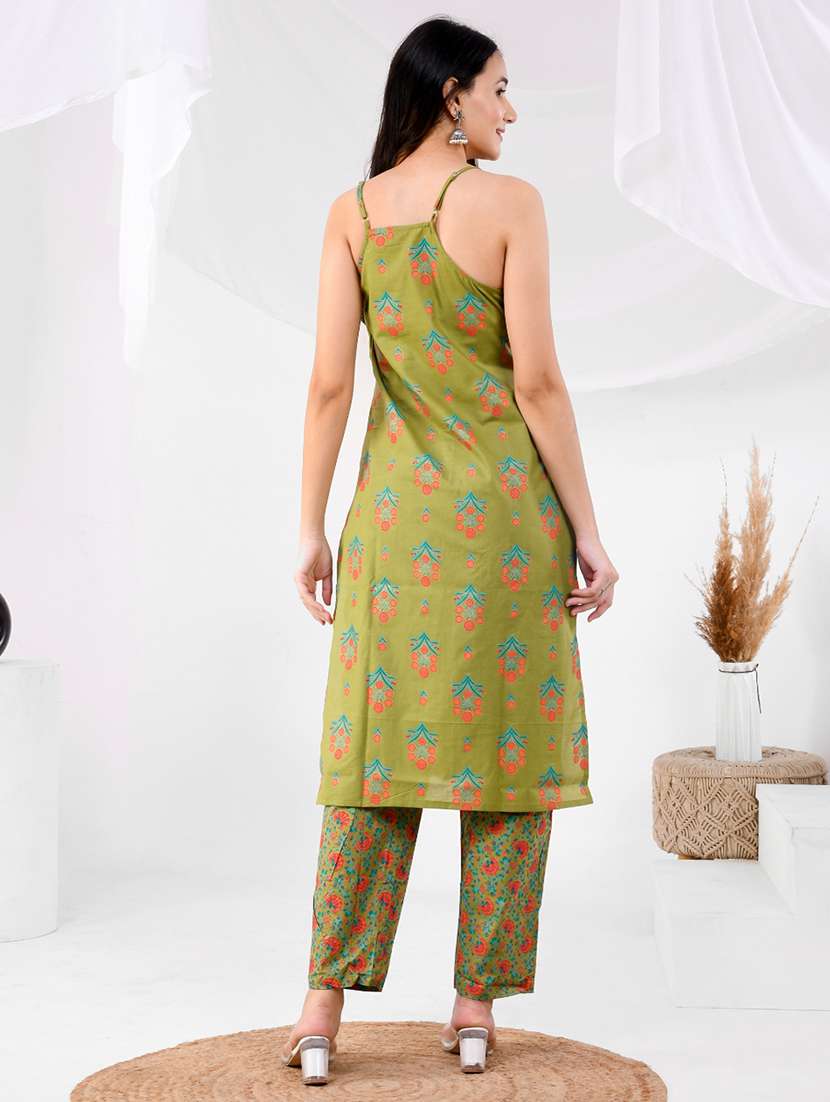 women floral shoulder strap straight kurta - 22239704 -  Standard Image - 2