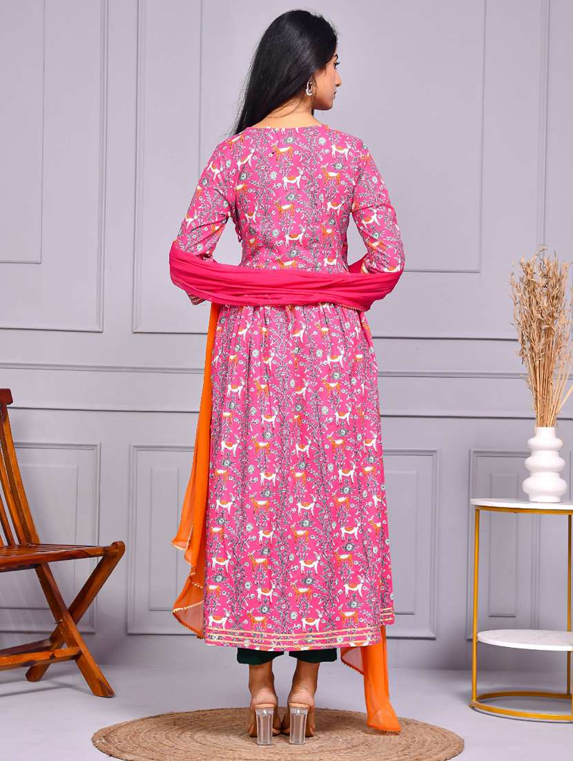 women printed three quarter sleeve kurta pant with dupatta set - 22239802 -  Standard Image - 2