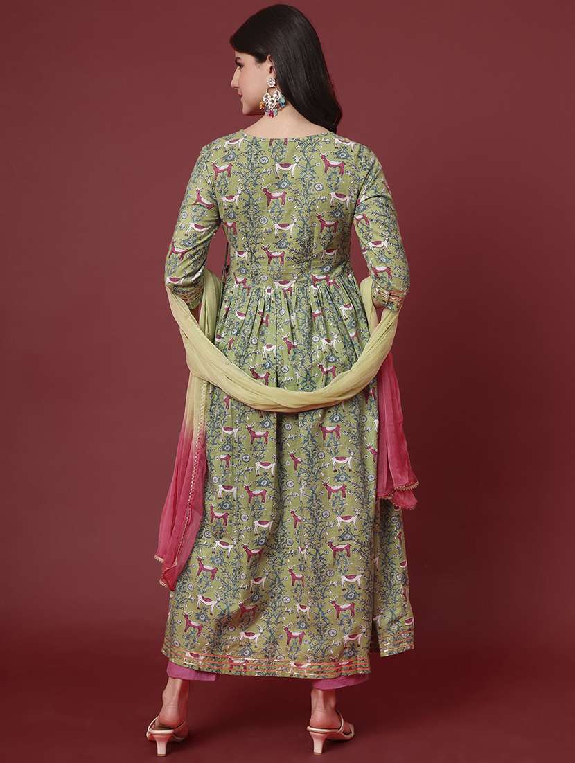 women printed three quarter sleeve kurta pant with dupatta set - 22239808 -  Standard Image - 2