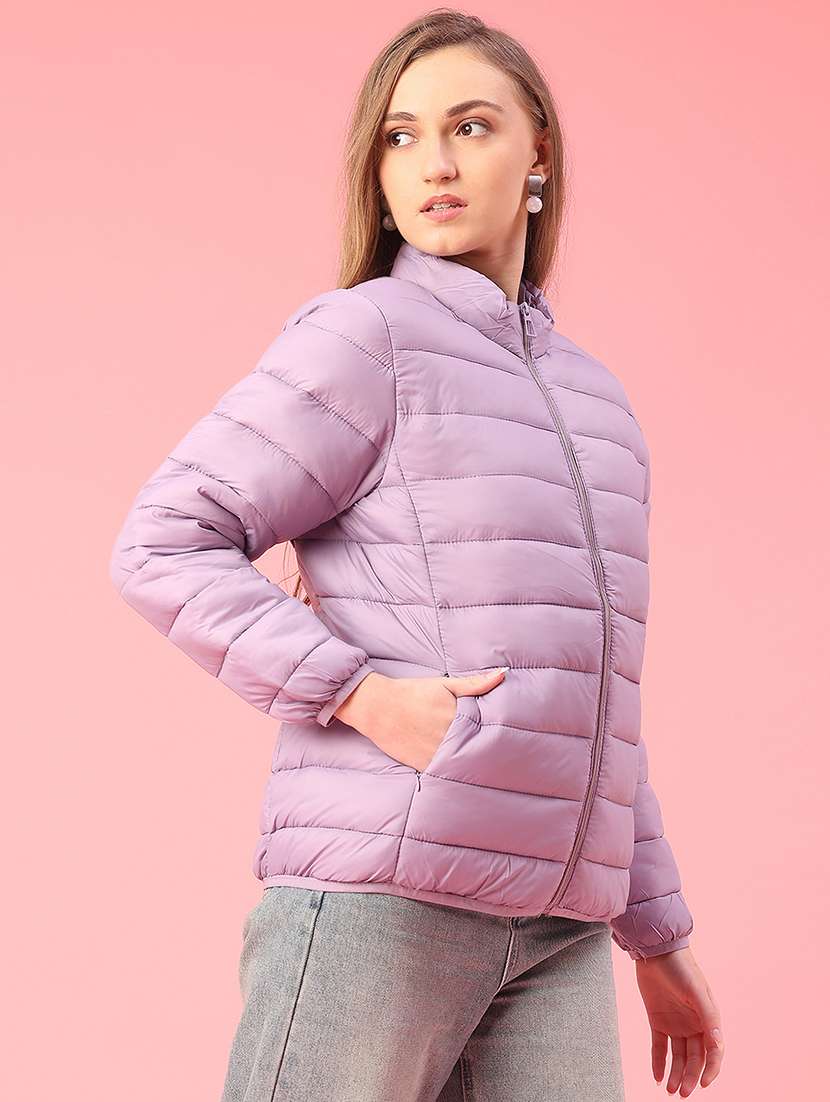 women solid long sleeve puffer jacket - 22240187 -  Standard Image - 2