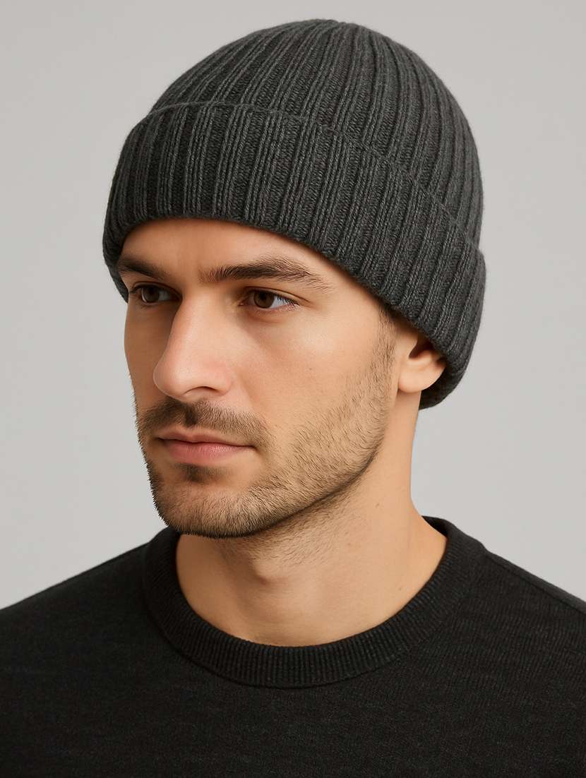 men solid ribbed knit winter beanie cap - 22240397 -  Standard Image - 2