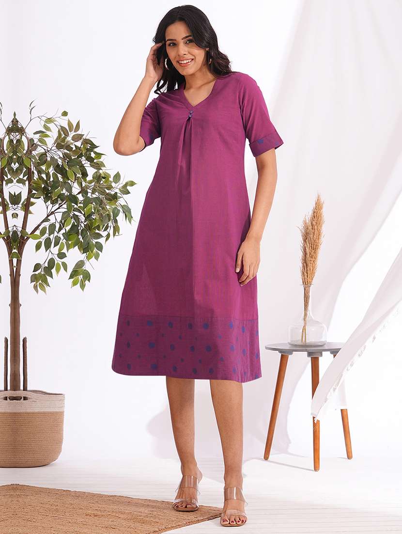 women solid short sleeve a-line dress