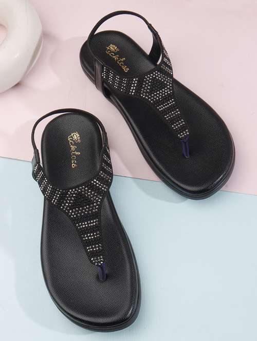 women t-strap embellished flat sandal - 22240498 -  Standard Image - 0