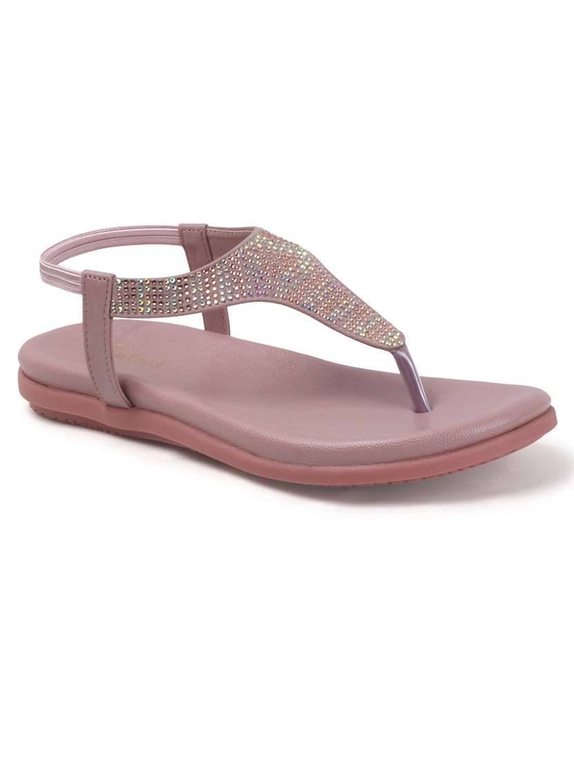 women t-strap embellished flat sandal - 22240500 -  Standard Image - 2