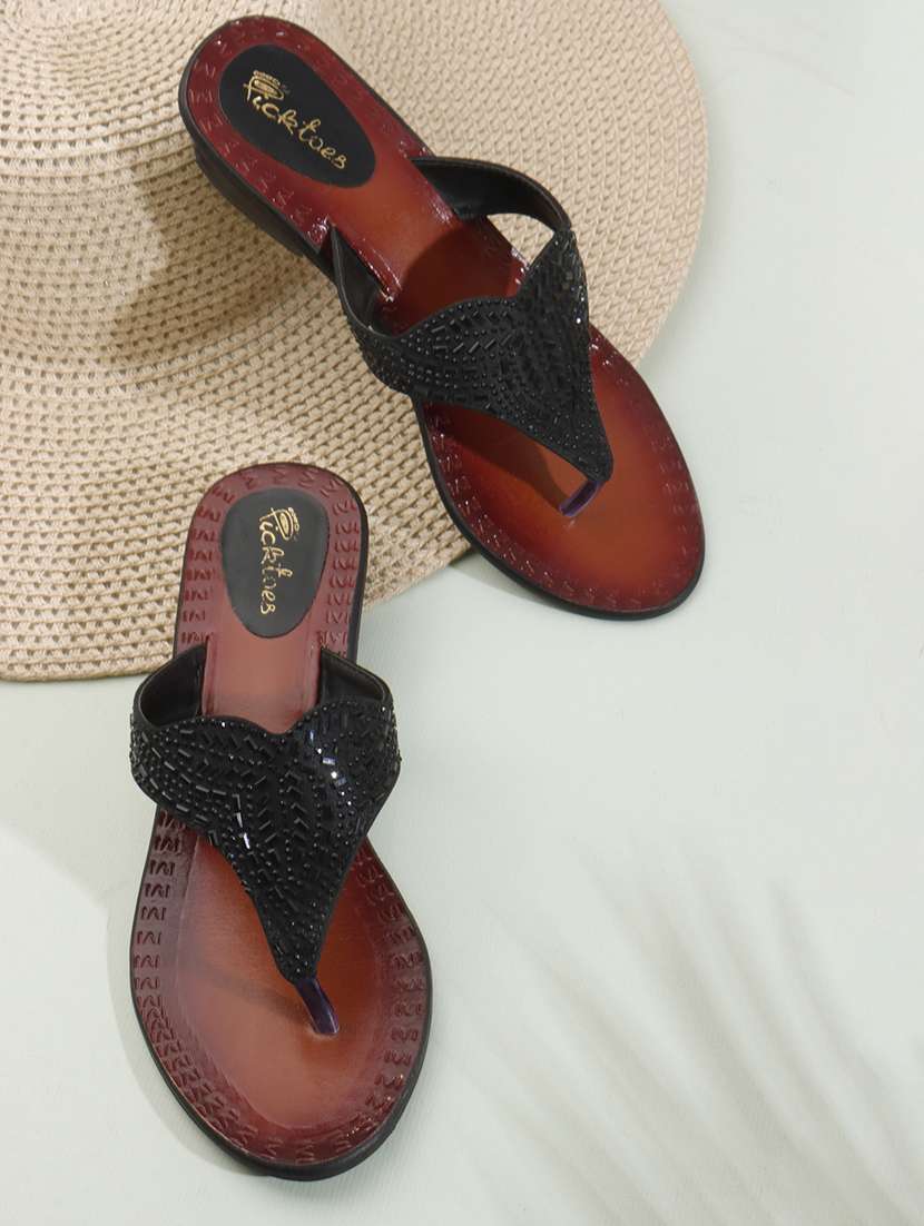 women embellished slip on sandal