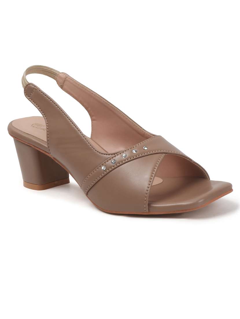 women solid back strap block heel sandal - 22240504 -  Standard Image - 2