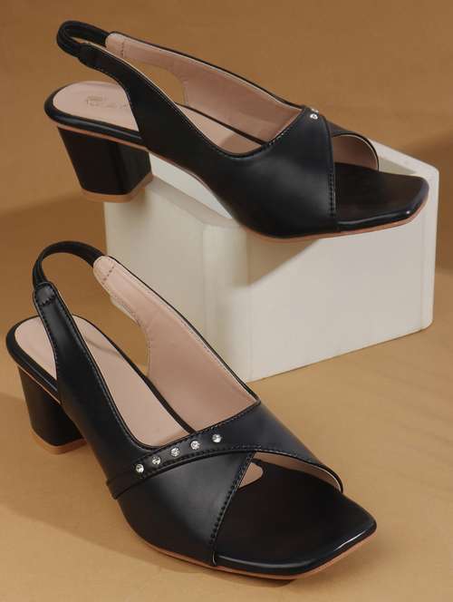 women solid back strap block heel sandal - 22240505 -  Standard Image - 0