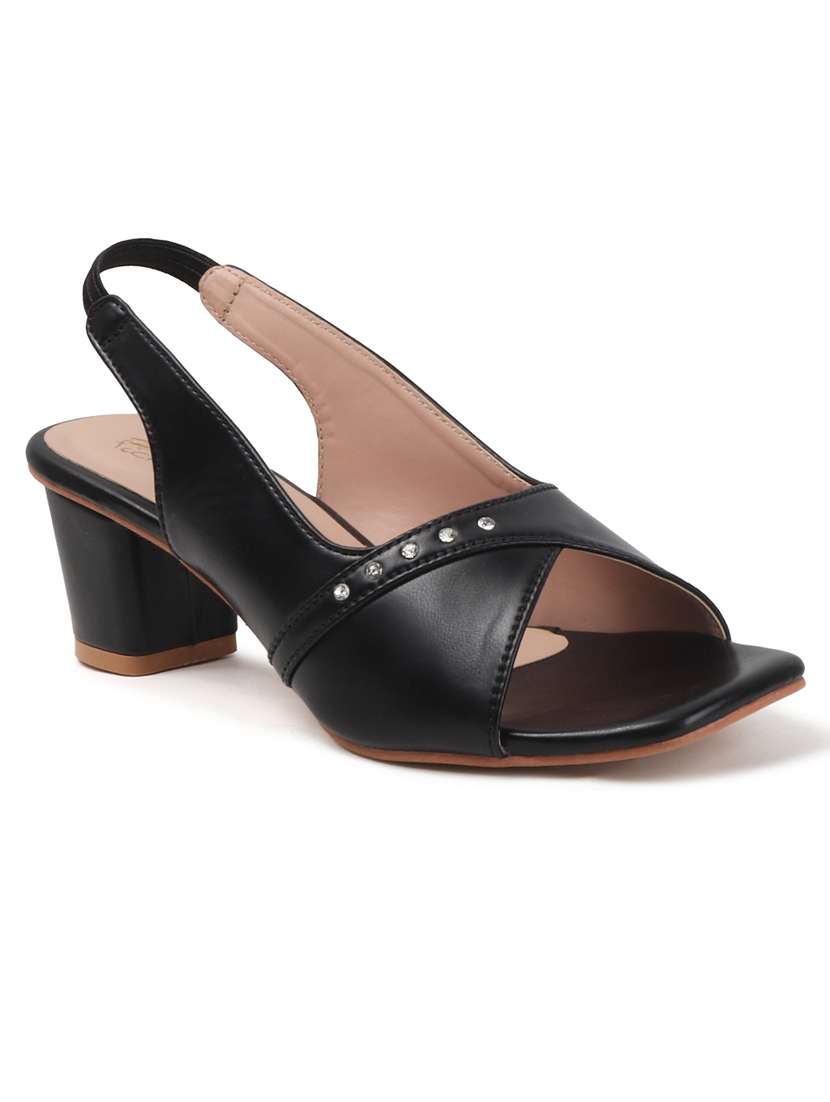 women solid back strap block heel sandal - 22240505 -  Standard Image - 2