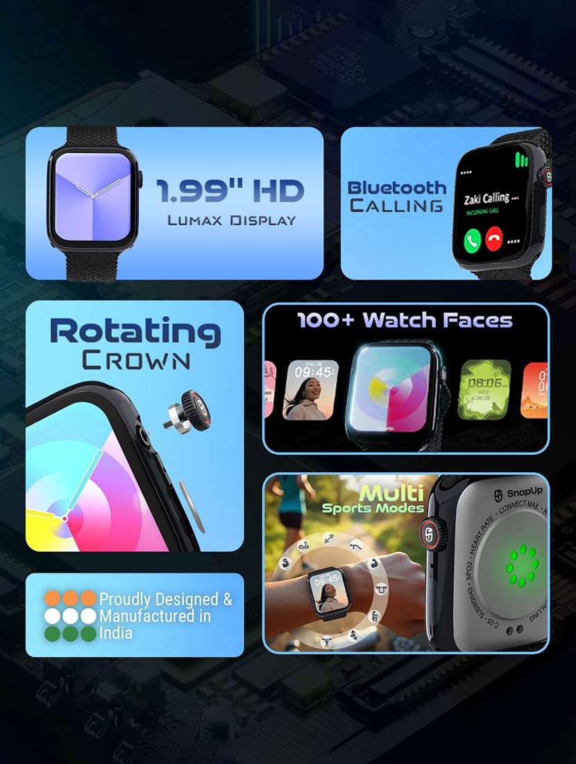 snapup connect max bluetooth calling smart watch (electric black) - 22240511 -  Standard Image - 2