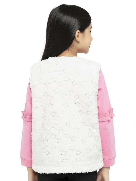 girls self designed sleeveless regular jacket - 22240562 -  Standard Image - 2