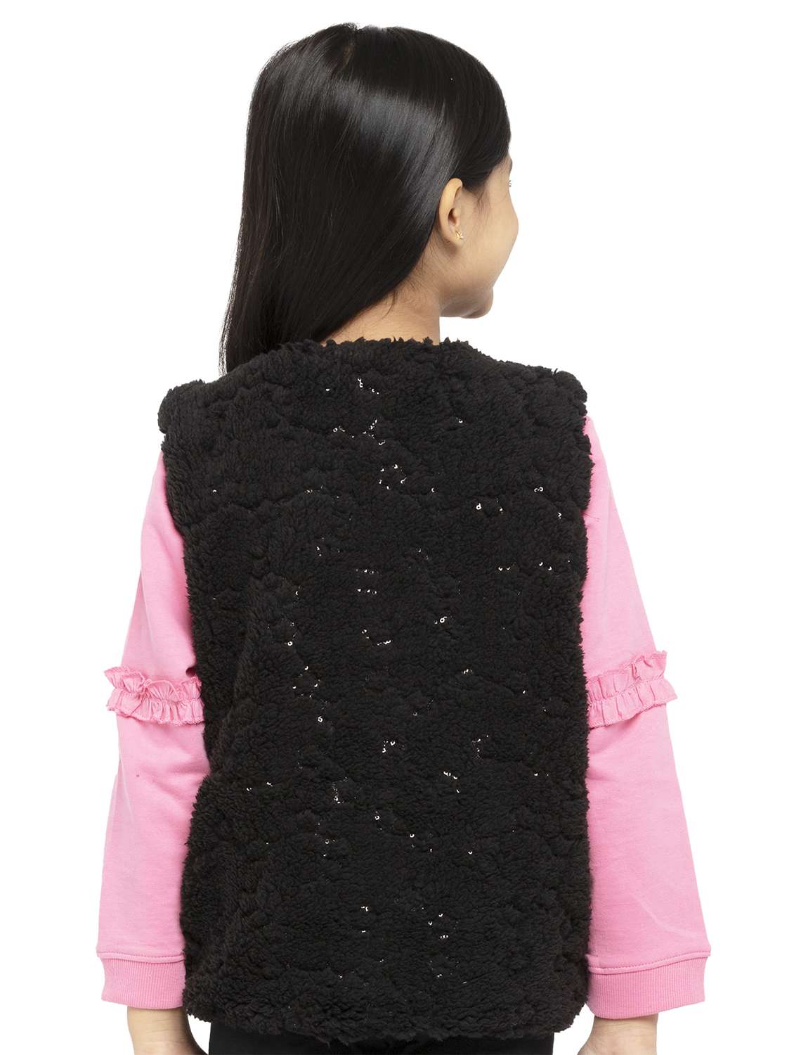 girls self designed sleeveless regular jacket - 22240563 -  Standard Image - 2