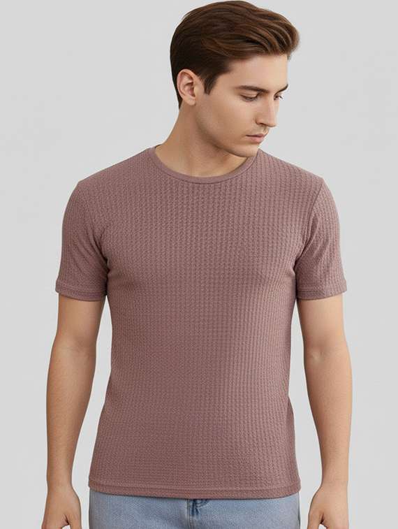 men self design short sleeve slim fit t-shirt