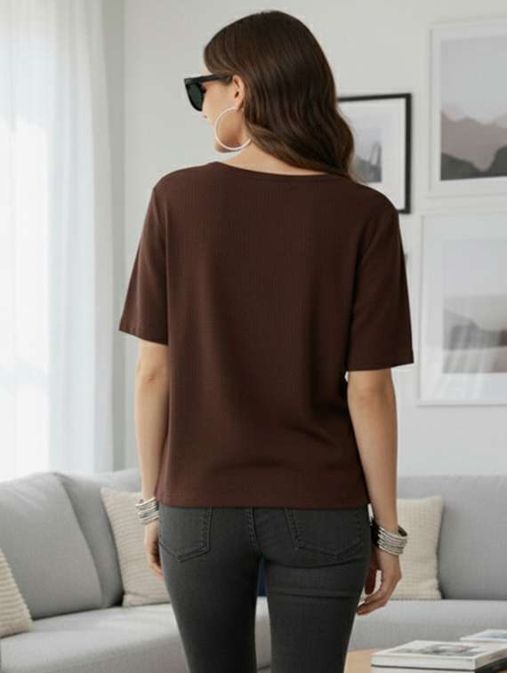women solid short sleeve oversized t-shirt - 22240669 -  Standard Image - 2