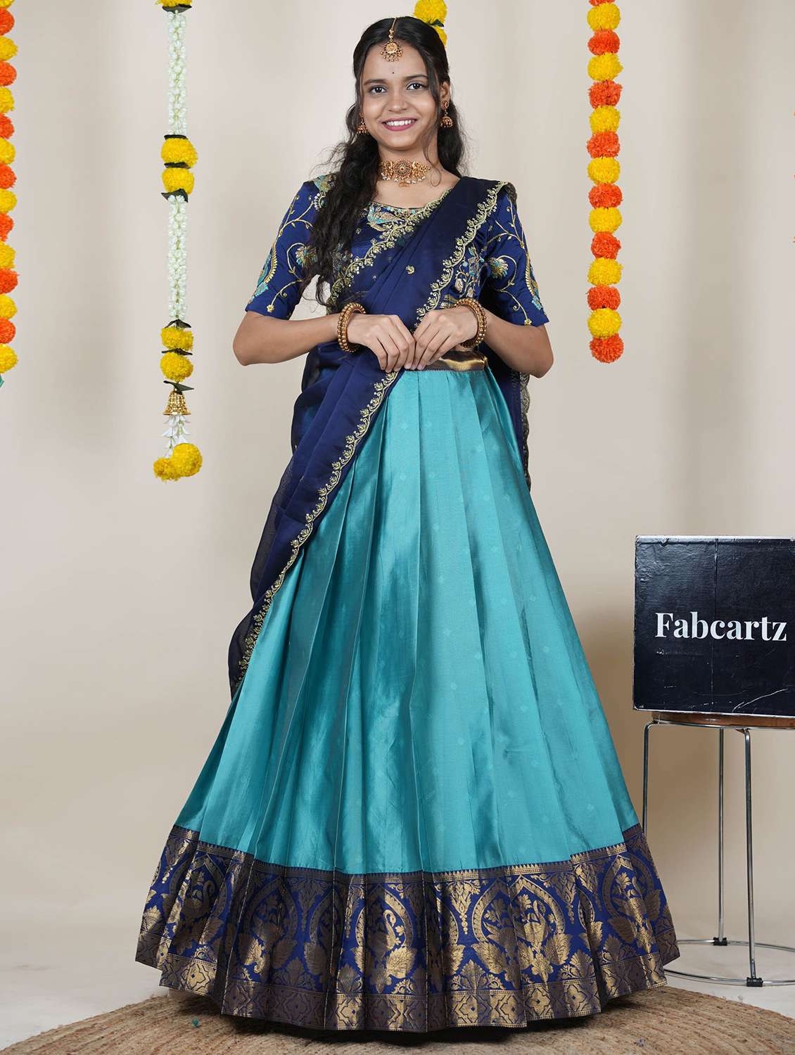 women self design south indian style unstitched lehenga choli