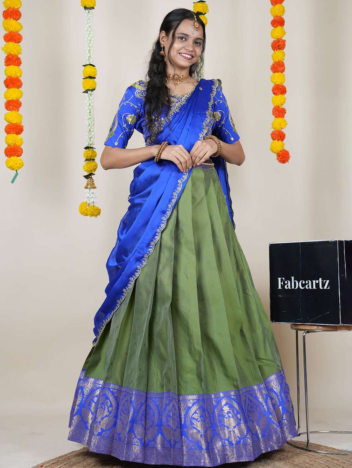 women self design south indian style unstitched lehenga choli