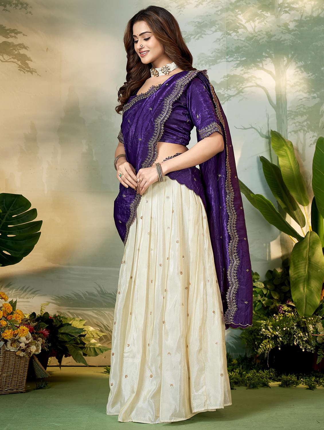 women solid with work unstitched lehenga choli - 22240730 -  Standard Image - 2