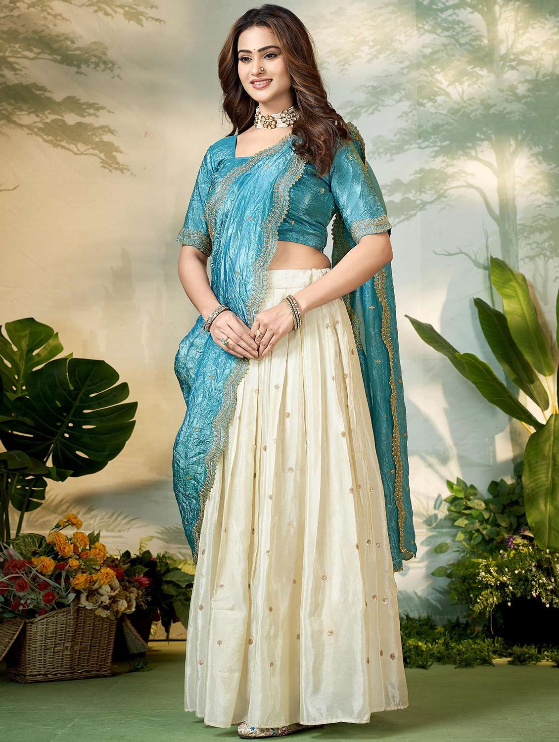 women solid with work unstitched lehenga choli - 22240731 -  Standard Image - 2
