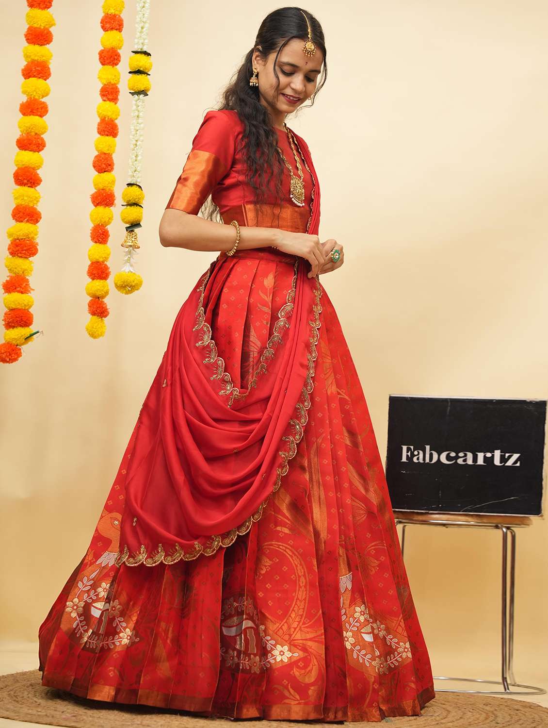 women self design south indian style unstitched lehenga choli - 22240757 -  Standard Image - 2