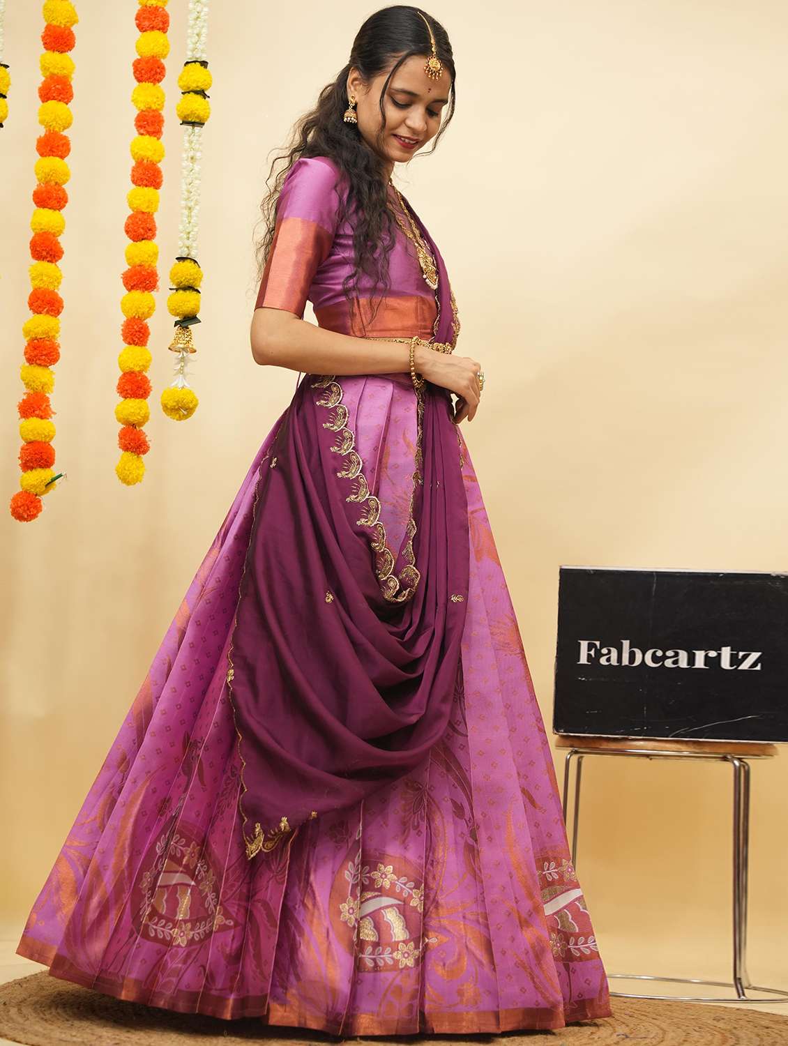 women self design south indian style unstitched lehenga choli - 22240759 -  Standard Image - 2