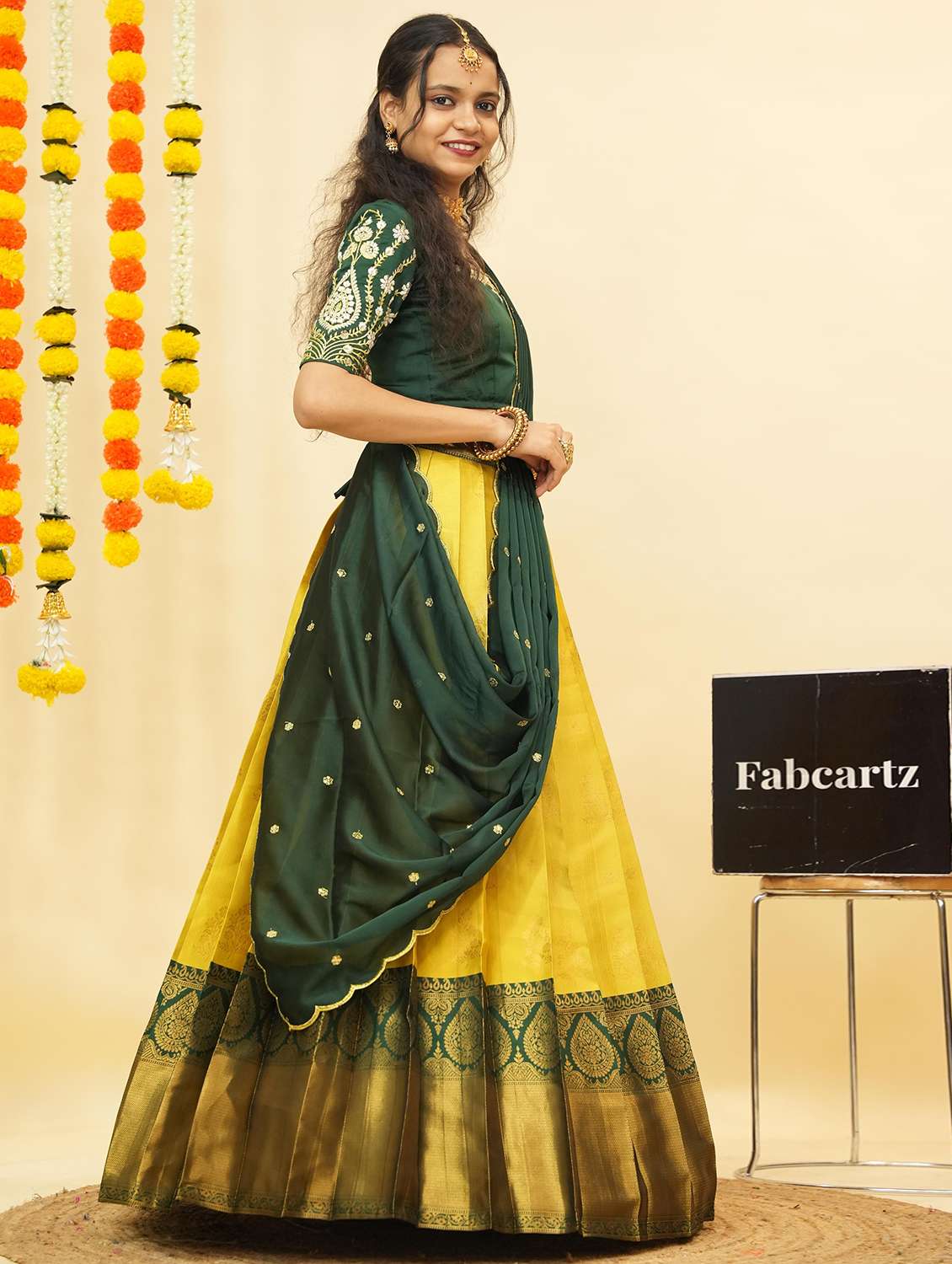 women self design south indian style unstitched lehenga choli - 22240767 -  Standard Image - 2