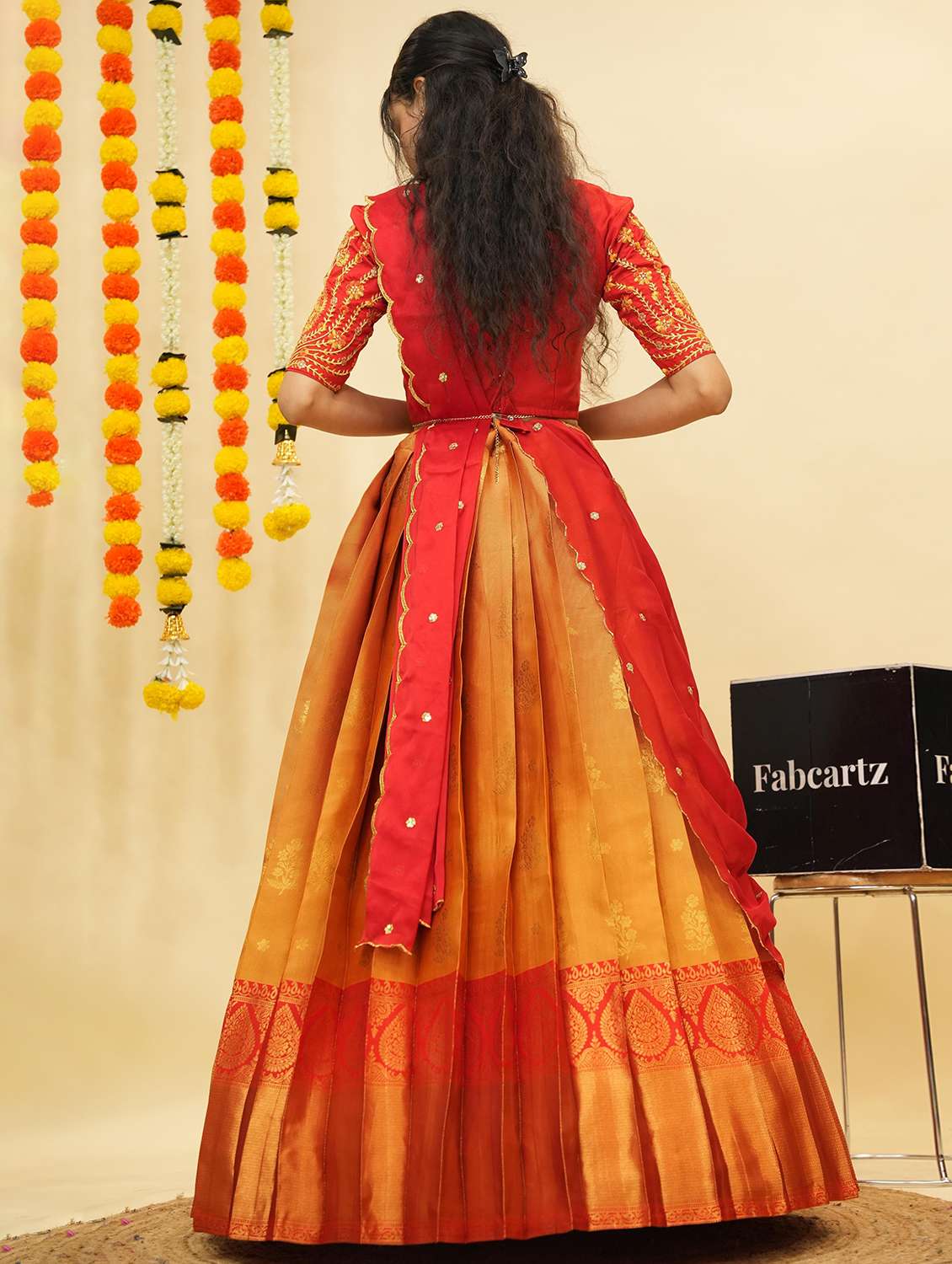 women self design south indian style unstitched lehenga choli - 22240769 -  Standard Image - 2