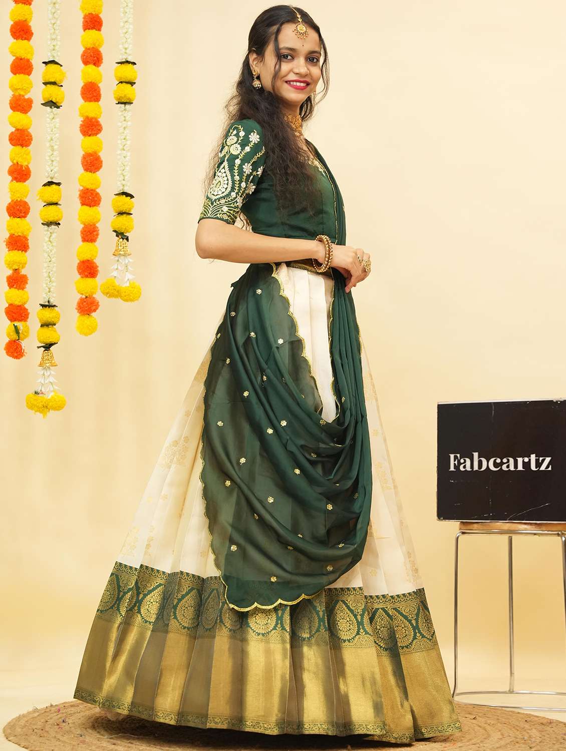 women self design south indian style unstitched lehenga choli - 22240771 -  Standard Image - 2