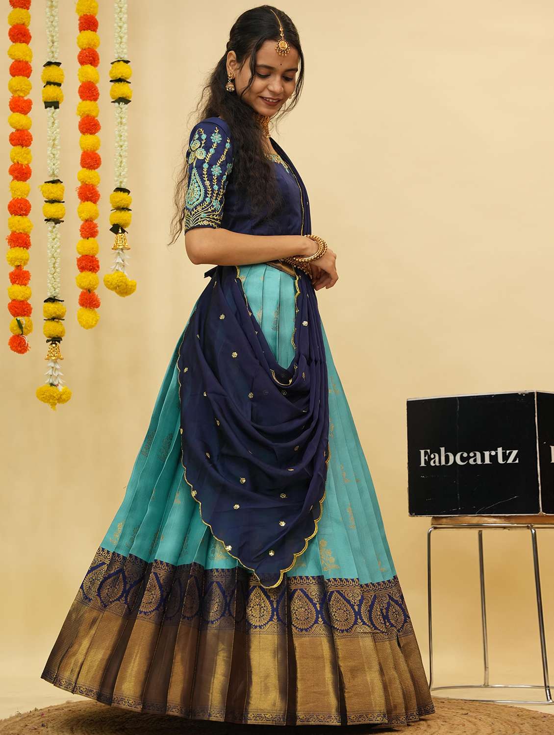 women self design south indian style unstitched lehenga choli - 22240773 -  Standard Image - 2