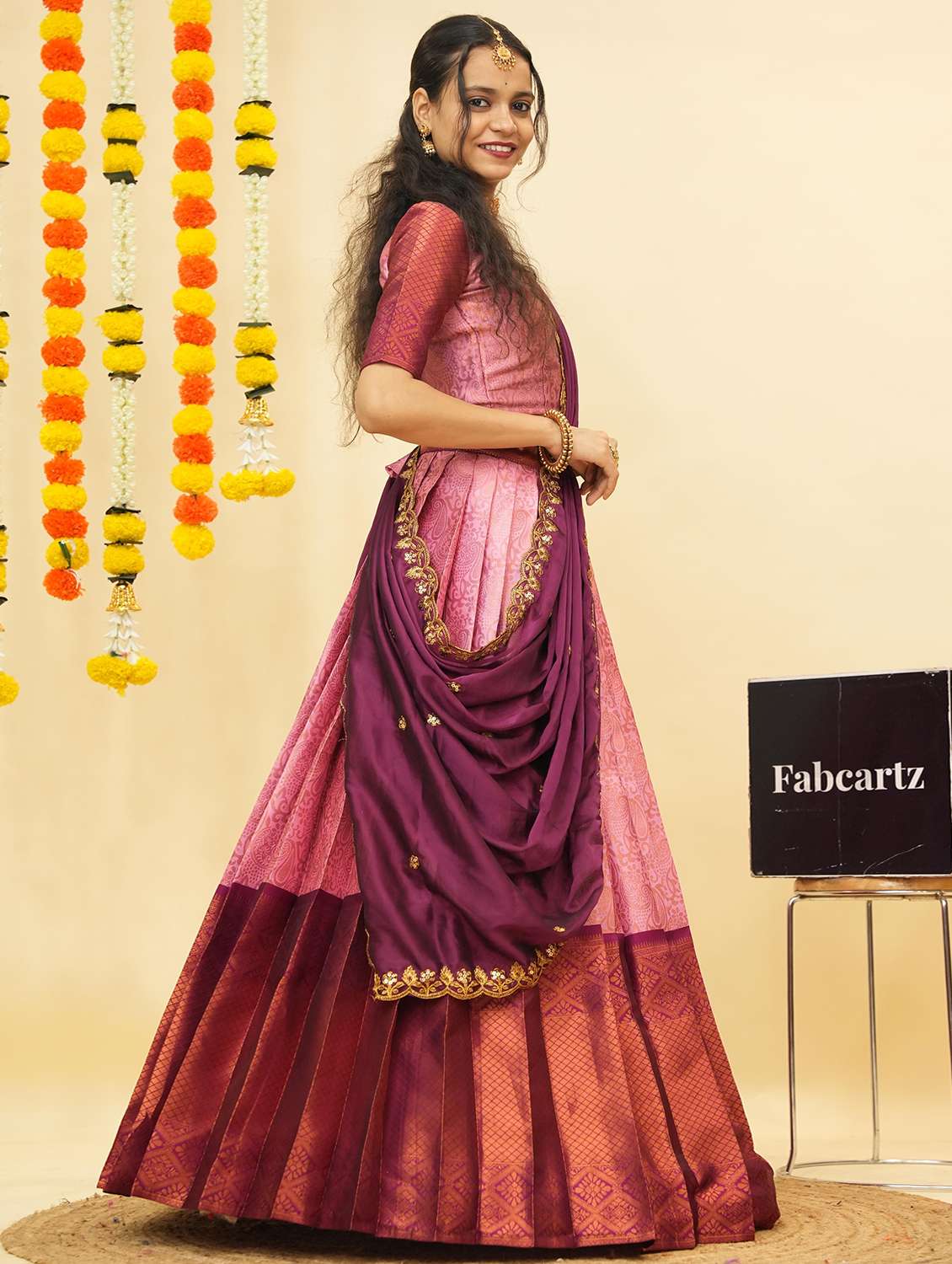 women self design south indian style unstitched lehenga choli - 22240777 -  Standard Image - 2