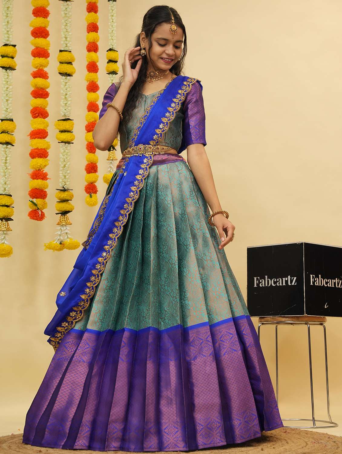 women self design south indian style unstitched lehenga choli - 22240778 -  Standard Image - 2