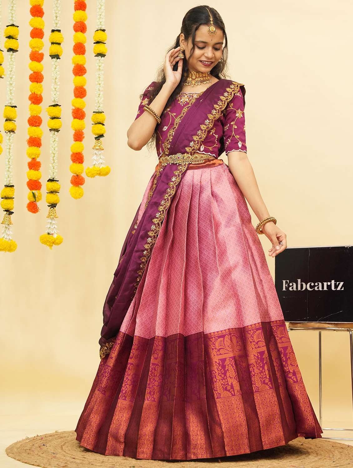 women self design south indian style unstitched lehenga choli - 22240787 -  Standard Image - 2